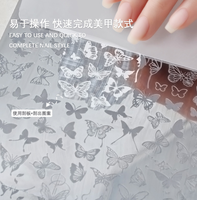 Plaque d'estampage Nail Art-Outil de transfert de dentelle, papillon, rose et ruban avec tampon en silicone