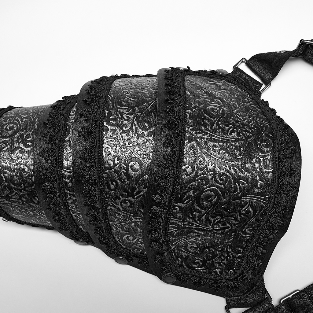 Punk Rave WS-553BDM Man Fashion Accessory Faux Leather Goth man shoulder armor black harness