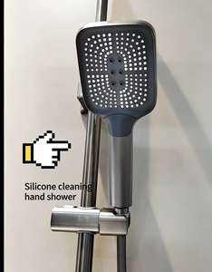 Ensemble de douche pluie mural en bronze canon avec grand jet supérieur, design thermostatique à toucher froid et économie d'eau - Product Image 5