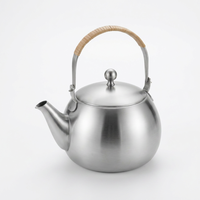 Tetera de acero inoxidable con mango de ratán, tetera de lujo con infusor de 500 ml, estilo zen.