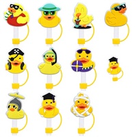Bouchon anti-poussière universel en silicone pour paille, motif canard jaune de dessin animé, 10 mm, mignon, pour clip de thé au lait, stock disponible Fujian, commerce transfrontalier