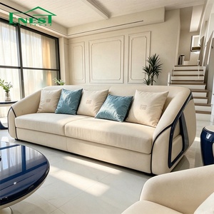Ensemble de canapés Bugatti en cuir de luxe moderne italien pour salon, bleu marine, finition laquée piano, mobilier haut de gamme pour projets de villas - Product Image 2