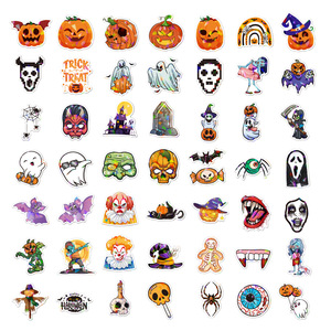 100 Uds Halloween <span class=keywords><strong>calabaza</strong></span> fantasma bruja murciélago pegatina, láser holográfico brillante equipaje fiesta decoración, pegatinas impermeables para niños - Product Image 5