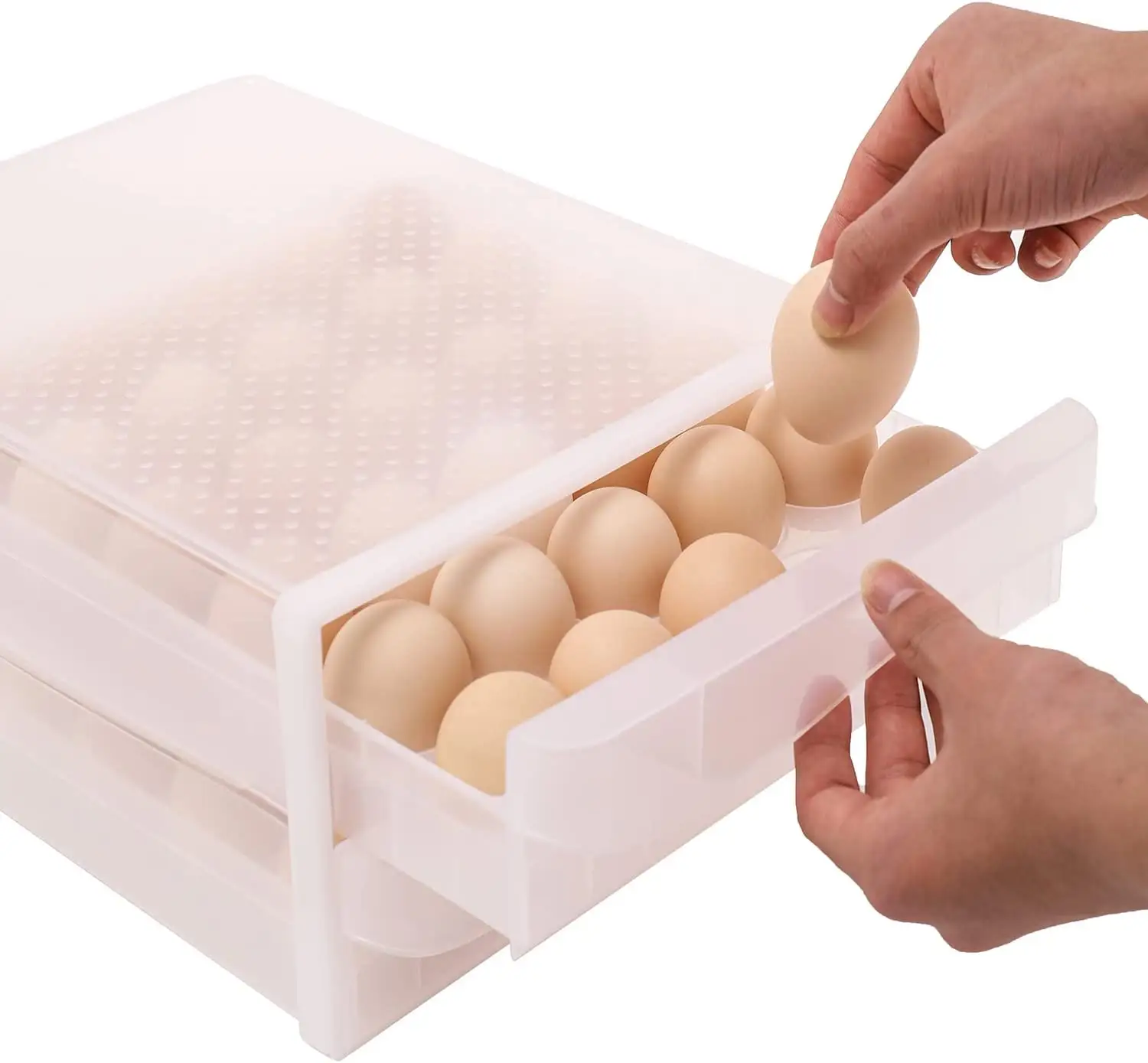 60 Grid Wadah Makanan Telur Meja untuk Kulkas 2 Laci Penyimpanan Telur Multi-Layer Organizer Telur Ayam