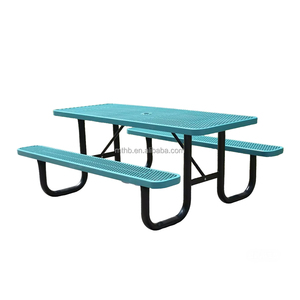 <span class=keywords><strong>Table</strong></span> de pique-nique carrée en métal commercial de 46 pouces <span class=keywords><strong>avec</strong></span> banc, pour l'extérieur, aire de jeux, patio, <span class=keywords><strong>table</strong></span> à manger en acier <span class=keywords><strong>avec</strong></span> <span class=keywords><strong>trou</strong></span> pour <span class=keywords><strong>parasol</strong></span> - Product Image 6