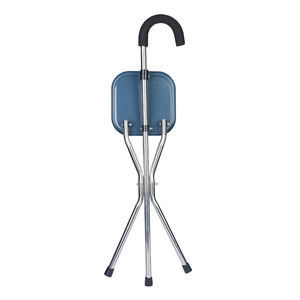 Cleye Stainless Steel <b>Folding</b> Cane <b>Stool</b> With Seat For Elderly Outdoor Use - Product Image 3