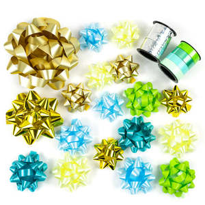 20ct <b>Gift</b> <b>Bows</b> Aquamarine Gold Manufacturer Wholesale Christmas Star Pp <b>Gift</b> Ribbon Pull Flower Ribbon Pull <b>Bows</b> - Product Image 1