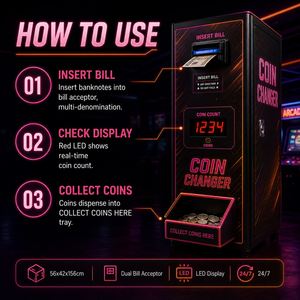 เครื่องแลกเหรียญอัตโนมัติสำหรับเครนหยอดเหรียญ และเครื่องแลกธนบัตร/เหรียญ แบบโลหะ ภาษาอังกฤษ ขายส่งจากโรงงาน - Product Image 6