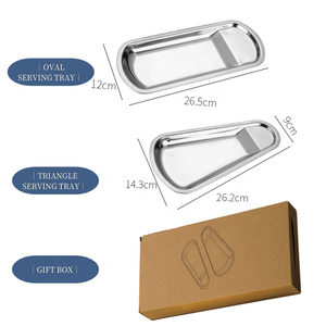 Juego de bandejas de platos de acero inoxidable para barbacoa, postre, pan, plato de metal para servir alimentos con caja - Product Image 3