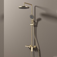 Ensemble de douche gris bronze en cuivre massif avec pommeau de douche rond à jet pluie, fixation murale, design de luxe pour salle de bain