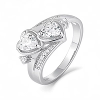 925 bijoux de mariage pour femmes bague de promesse classique Double Zircon en forme de coeur coupe classique rétro Design bague exquise pour femmes