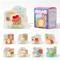 Figurine en résine Little Bear Blind Box avec fond de scène en acrylique, ours de dessin animé Kawaii, collection de loisirs, jouet, ornement de bureau, cadeaux