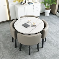 Ensemble table et chaises de salle à manger en cuir moderne pour réceptions et loisirs