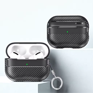 Funda Protectora de Fibra de Carbono para Auriculares <span class=keywords><strong>Airpods</strong></span> Pro 3 / Pro 2 / Pro / 4 ANC y 4 3 1 2, Cubierta Resistente de TPU y PC con Gancho - Product Image 1