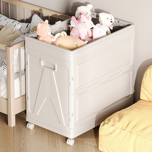Clothing Organizer <b>Storage</b> Box White Rectangle Foldable Standing Type With Wheels For Home Use - Product Image 2