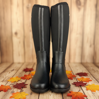 Bottes Wellington hautes imperméables pour femmes adultes, pour l'hiver et l'automne, doublées de néoprène, en caoutchouc, pour la pêche et l'équitation