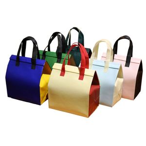 Sac isotherme réutilisable avec logo personnalisé rose, sac de livraison alimentaire non tissé avec lamination en feuille d'aluminium - Product Image 6