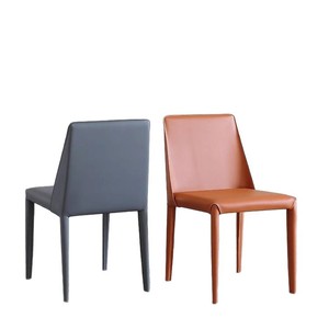 Minimalist Saddle Leather Dining Chair Modern High-end Light Luxury Home Furniture <b>Backrest</b> Armless Designer Hotel Restaurant - Product Image 2