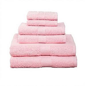 Ensemble de serviettes de bain en coton 100% tissé Dobby de qualité supérieure, 6 pièces, rose clair, fabriqué à la main en Inde - Product Image 1