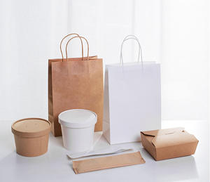 Sacs à emporter Restaurant Fast Food Grade Biodégradable Sacs à provisions à emporter personnalisés imprimés en <span class=keywords><strong>papier</strong></span> kraft brun - Product Image 2