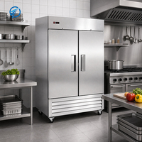 Réfrigérateur vertical personnalisable OEM/ODM, à double porte, à température unique, écoénergétique, pour projets de restauration, vente en gros