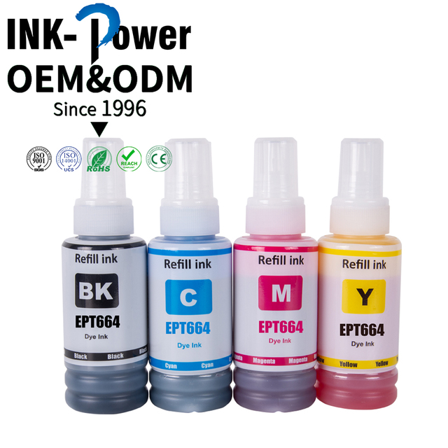 INK-POWER EPT 664 T6641 Premium Compatible Bottle Refill Tintas Ink for Epson L380 L220 L130 L3060 L3110 L120 L565 L555 Printer