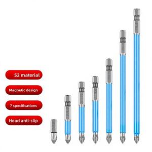 Puntas de Destornillador Magnéticas Phillips PH, Vástago Hexagonal de 1/4 Pulgada, Acero Aleado S2, Antideslizantes, Juego de Puntas de Cruz Largas para Taladro, Cabeza de Tornillo de 25-150 mm - Product Image 1
