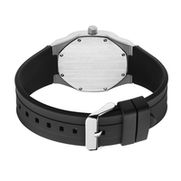 Montre à double cadran en acier inoxydable avec bracelet en silicone et boucle à ardillon, montre pour homme en acier inoxydable, résistante à l'eau 5ATM.
