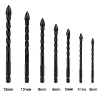 Jeu de forets hexagonaux croisés de 3 à 12 mm pour verre, céramique, béton, ouvre-trous, kit d'outils à embout triangulaire en alliage dur pour briques