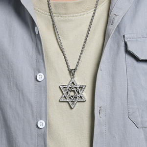 Collar de Estrella de Seis Puntas Shan Hai Jewelry, Chapado en Oro de 18K, Acero Inoxidable, con Diamantes, Estilo Hip Hop, Colgante de Estrella de David - Product Image 3