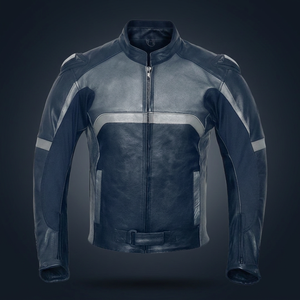 Blouson de moto en cuir à manches longues pour homme MERITORIOUS INTERNATIONAL, style color block, coupe-vent, toutes saisons, pour adulte - Product Image 1