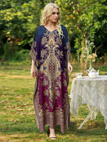 Robe ample grande taille pour les vacances à la plage, imprimé moyen-oriental, polyester respirant, robe musulmane burqa pour femmes