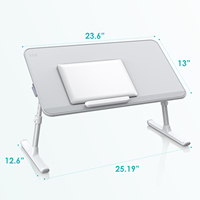 Table d'ordinateur portable et pliante pour lit et canapé, en cuir, réglable en hauteur et en angle