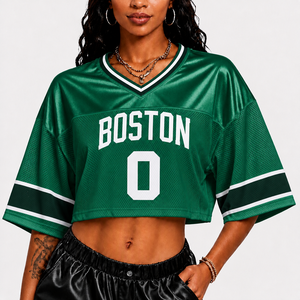 Camisetas Oversize <span class=keywords><strong>de</strong></span> Diseño con Hombros Caídos para Mujer, Estilo <span class=keywords><strong>Boston</strong></span> <span class=keywords><strong>Celtics</strong></span>, para el Día del Partido, con MOQ Bajo y Personalización Rápida - Product Image 2
