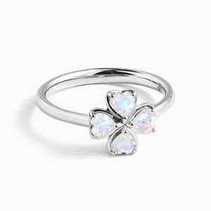 925 in argento <span class=keywords><strong>Sterling</strong></span> Shamrock nero ossidiana naturale pietra di luna peridoto fidanzamento celtico gioielli Irish - Product Image 1