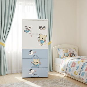 Chambre dessin animé 4 couches bébé garde-robe Portable Durable armoire tiroir organisateur avec roue - Product Image 4