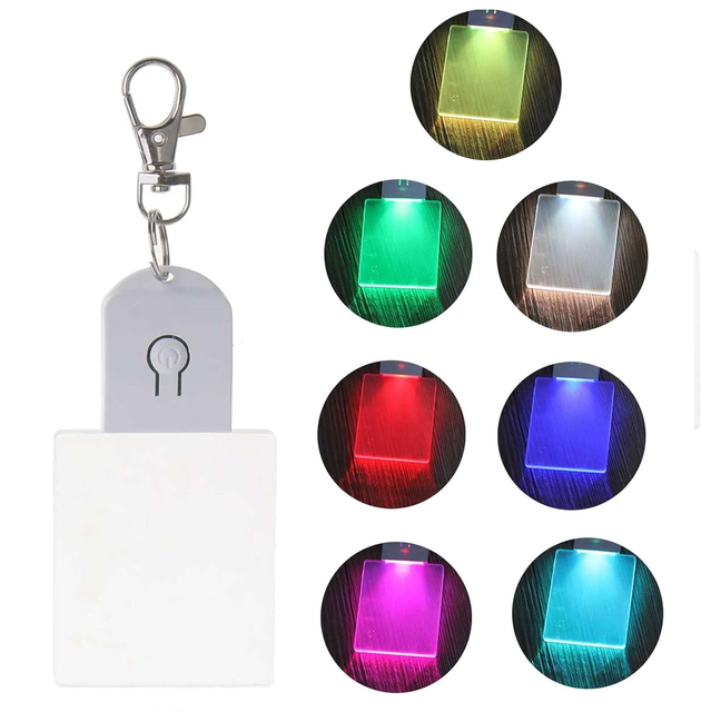 LED Night Light Keychain Mini Portable Rechargeable Acrylic Keychain Flashlight Round Luminous Pendant Key Ring Light