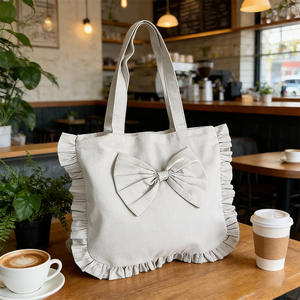 Bolsa de Compras Personalizada 2026, Nueva, Grande, con Volantes, Personalizable, Ecológica, Reutilizable, de Lona de Algodón, con Volantes - Product Image 6