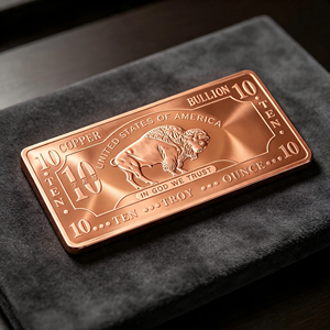 Barra de cobre de 10 onzas, diseño de búfalo de los Estados Unidos de América, con la inscripción 'En Dios confiamos'. - Product Image 3