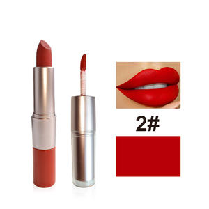 أحمر شفاه نيود أحمر برأسين <span class=keywords><strong>2</strong></span> في 1 بعلامة خاصة أحمر شفاه سائل غير لامع مقاوم للماء وأحمر شفاه كريم - Product Image 6