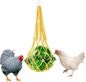 Filet d'alimentation pour poulets de compagnie Sac en nylon Canard Oie Filet d'alimentation Accrocher Fruits Légumes Mangeoire Poulet Cage Jouets