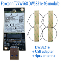 T77W968 DW5821e DW5821e-eSIM LTE Cat16 GNSS 5G Modul Kartu WWAN Qual Comm Snapdragon X20 USB 3.0 Set dengan 4 buah Antena