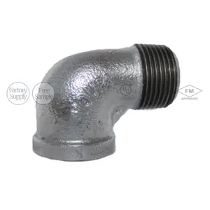 Malleable casting iron 90 degree reducing elbow male/female gi galvanized plumbing bend pipe fittings