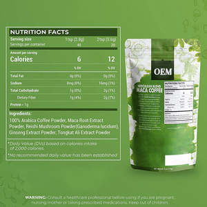 Produttore di caffè <span class=keywords><strong>Maca</strong></span> | OEM/Private Label | <span class=keywords><strong>Maca</strong></span>/Reishi/Ginseng/<span class=keywords><strong>Tongkat</strong></span> <span class=keywords><strong>Ali</strong></span> Blend | CGMP | MOQ 500 + - Product Image 2