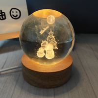 Clair de lune 3D Art boule de cristal lampe de nuit USB charge télécommande saturne lumières impression LED batterie chambre 30 petit acrylique