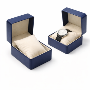 Minimalist Watch <b>Box</b> Luxury Custom Rigid Flip Top PU Leather <b>Jewelry</b> <b>Gift</b> <b>Box</b> with Watch Pillow Debossed Logo Wholesale Price - Product Image 2
