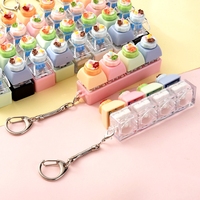 Porte-clés clavier mécanique en forme de dessert, mini gâteau en résine, breloque avec chaîne spirale et fermoir mousqueton, cadeau mignon