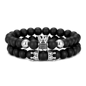 2025 New Wholesale <b>Mens</b> Fashion Jewelry Diamond Crown Natural Stone Matte <b>Beaded</b> <b>Men's</b> Set <b>Bracelet</b> - Product Image 4