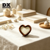 Bingkai Foto Kayu Vintage DX Designs Motif Hati Kecil Dekorasi Bunga Bingkai Gambar Hiasan Meja untuk Hadiah Pernikahan Hari Valentine