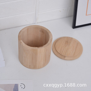 <b>Bamboo</b> Cylindrical Storage Box Round Wood Grain Eco Friendly Tea Cosmetic Towel <b>Container</b> - Product Image 5